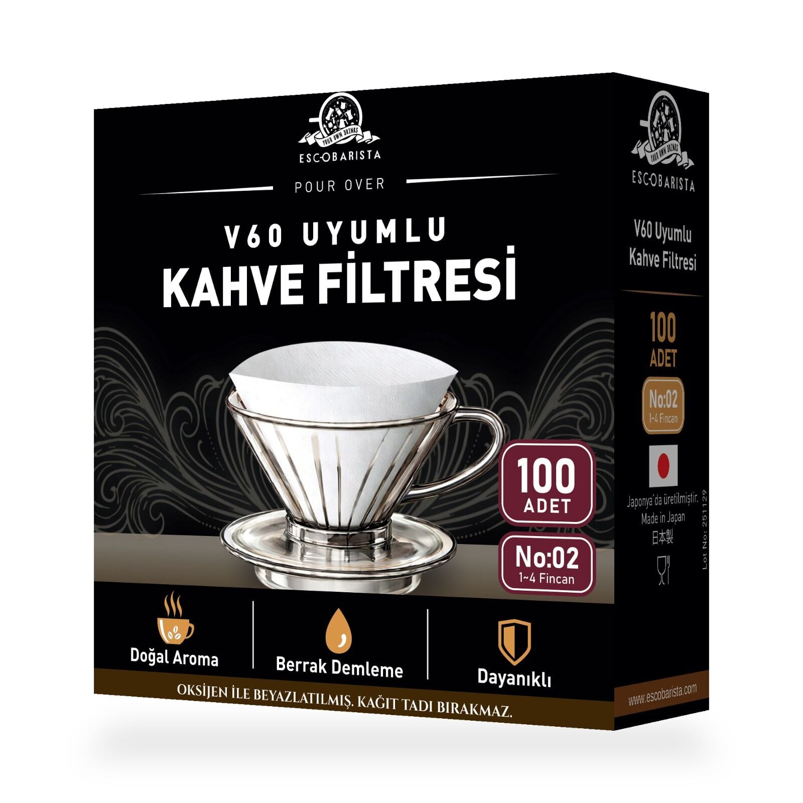 V60 02 Dripper Filtre Kahve Kağıdı 100'lü Paket