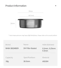 MHW-3BOMBER DH Espresso Sepeti 58.5 mm - 18 gr