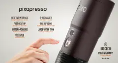 Wacaco Pixapresso Koyu Bordo- Şarj Edilebilir Pilli Taşınabilir Espresso Makinesi